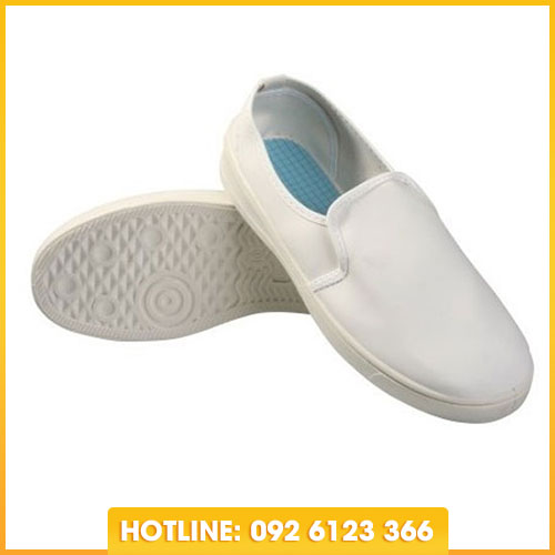 Giày chống tĩnh điện, đế nhựa PVC, bề mặt da màu trắng - Găng Tay Bảo Hộ Lao Động An Tâm - Công Ty TNHH Công Nghiệp An Tâm