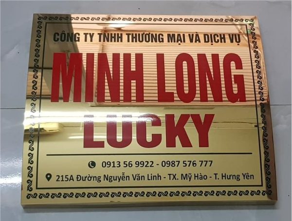 Biển công ty chất liệu đồng dán Decan