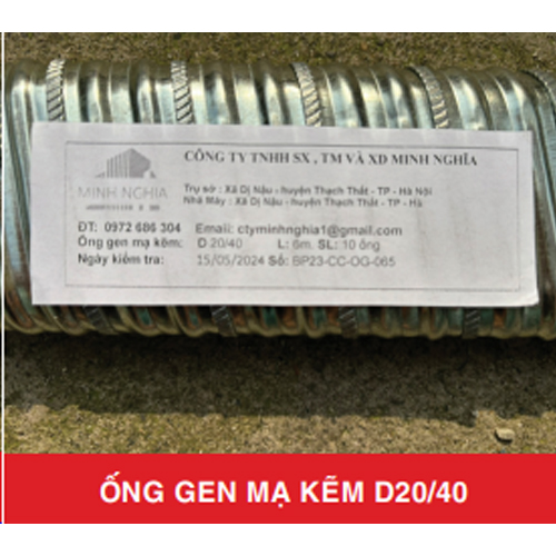 Ống gen mạ kẽm D20/40 - Vật Tư Cầu Đường Minh Nghĩa - Công Ty TNHH Sản Xuất, Thương Mại Và Xây Dựng Minh Nghĩa