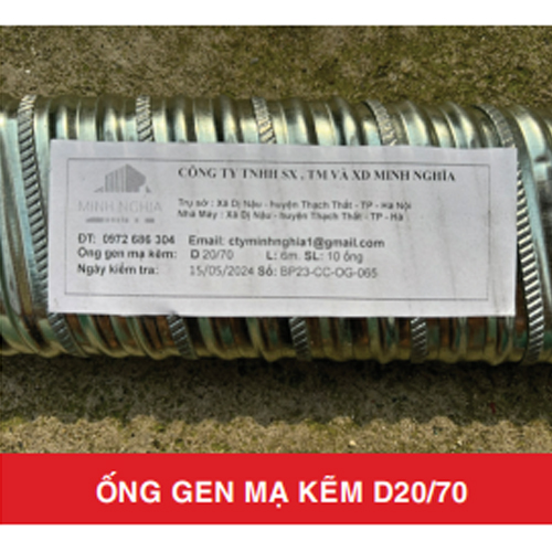 Ống gen mạ kẽm D20/70 - Vật Tư Cầu Đường Minh Nghĩa - Công Ty TNHH Sản Xuất, Thương Mại Và Xây Dựng Minh Nghĩa