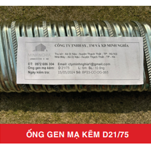 Ống gen mạ kẽm D21/75 - Vật Tư Cầu Đường Minh Nghĩa - Công Ty TNHH Sản Xuất, Thương Mại Và Xây Dựng Minh Nghĩa