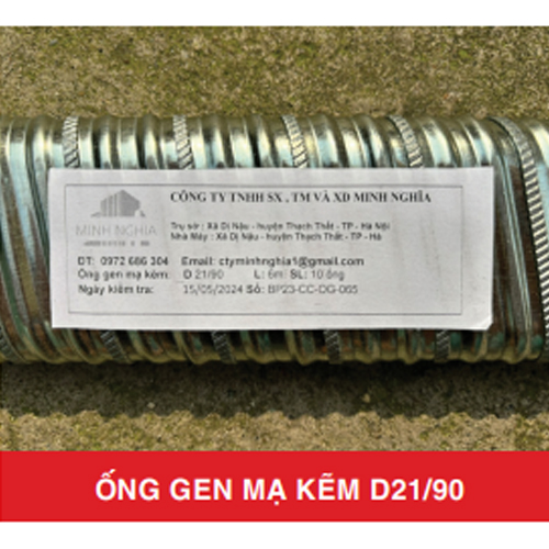 Ống gen mạ kẽm D21/90 - Vật Tư Cầu Đường Minh Nghĩa - Công Ty TNHH Sản Xuất, Thương Mại Và Xây Dựng Minh Nghĩa