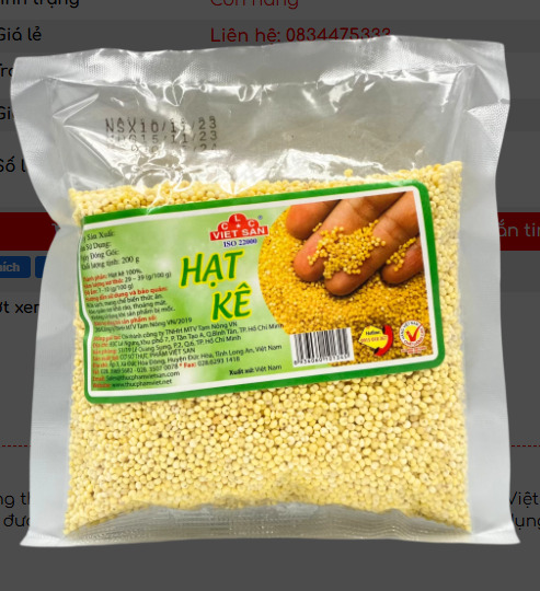 Hạt kê 200g