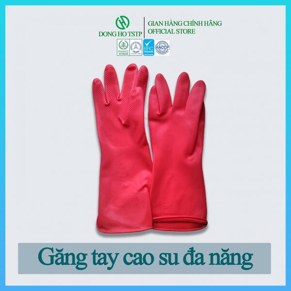 Găng tay cao su se viền màu đỏ