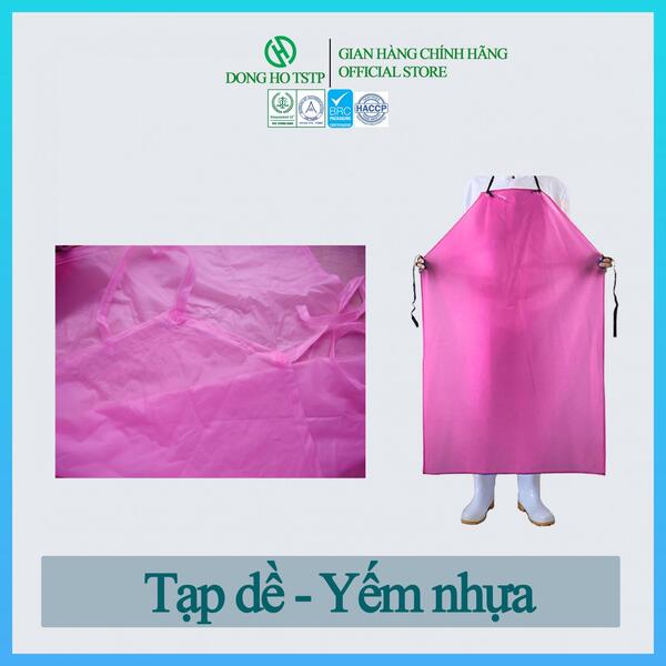 Tạp dề nhựa chống nước màu hồng