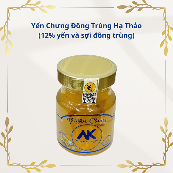 Yến hũ chưng đông trùng hạ thảo (12% yến và sợi đông trùng)