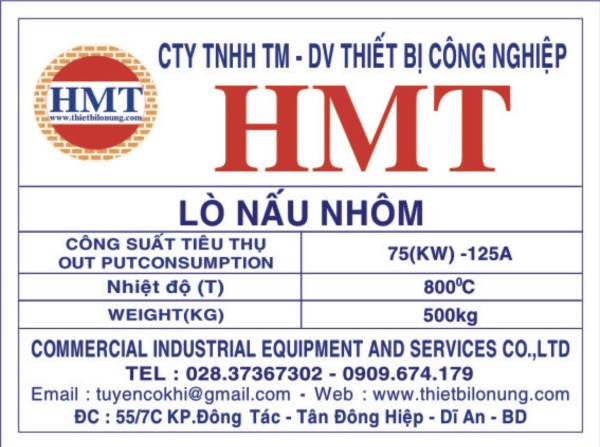 Lò nấu nhôm - Lò Công Nghiệp HMT - Công Ty TNHH MTV Thương Mại Dịch Vụ Thiết Bị Công Nghiệp Hồ Minh Tuyên