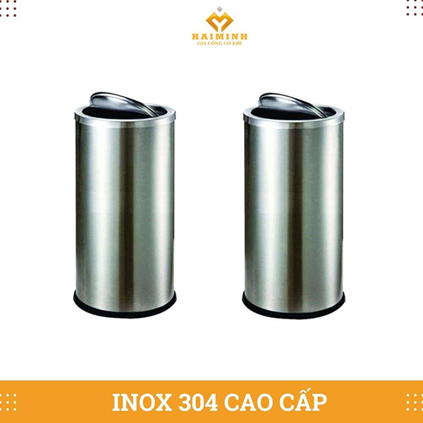 Thùng rác inox nắp lật tròn cao cấp - Tủ Bếp Inox Hải Minh - Công Ty TNHH SX TM Xây Dựng Cơ Khí Hải Minh