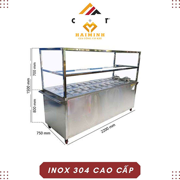 Tủ hâm nóng thức ăn 20 khay 2 nồi - Tủ Bếp Inox Hải Minh - Công Ty TNHH SX TM Xây Dựng Cơ Khí Hải Minh