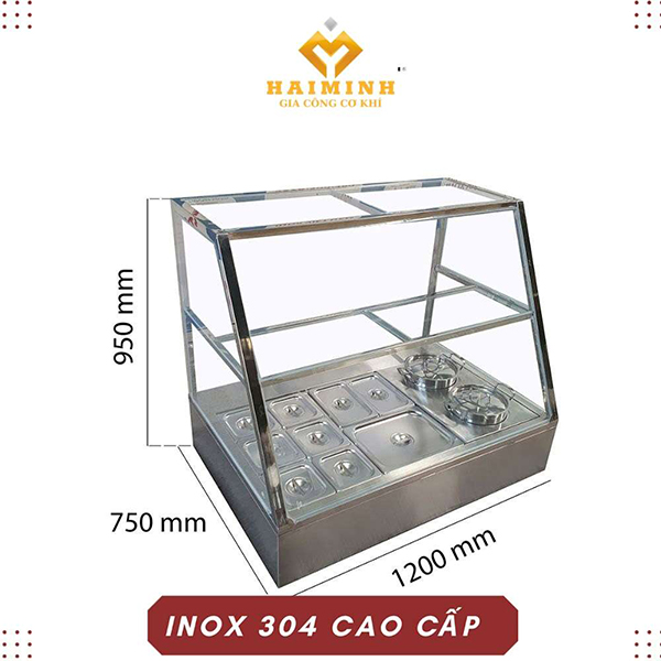 Tủ hâm nóng thức ăn 9 khay 2 nồi - Tủ Bếp Inox Hải Minh - Công Ty TNHH SX TM Xây Dựng Cơ Khí Hải Minh