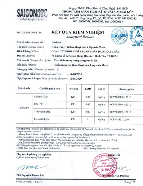 Kết quả kiểm nghiệm