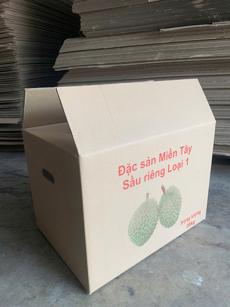 Thùng carton 5 lớp sầu riêng nội địa - Thùng Carton Hoàng Nam Như - Công Ty TNHH Sản Xuất Thương Mại Hoàng Nam Như