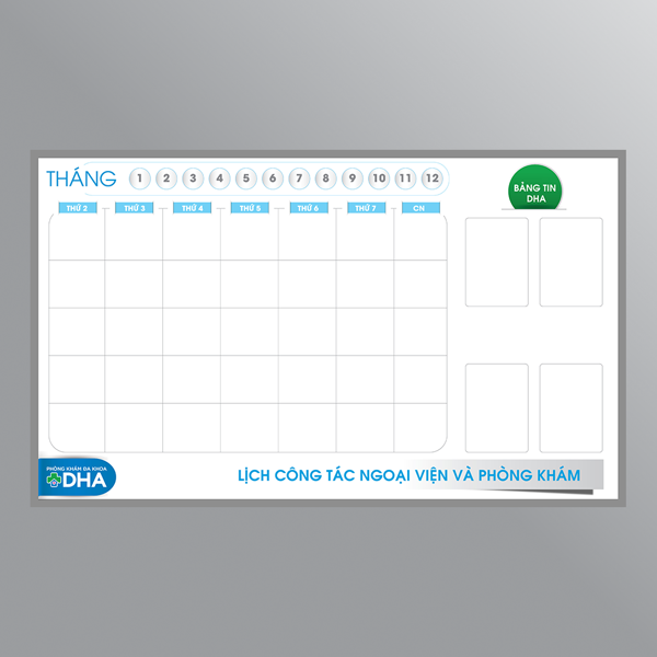 Bảng lịch công tác phòng khám - Bảng Vadoto - Công Ty TNHH Vadoto
