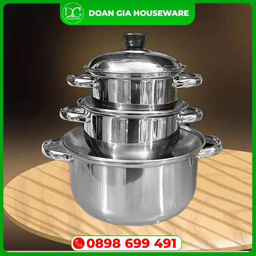 Bộ nồi inox - Inox Gia Dụng Doãn Gia - Công Ty TNHH Sản Xuất Thương Mại Dịch Vụ Doãn Gia