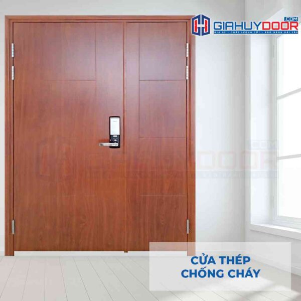 Cửa thép chống cháy TCC 2P vân gỗ - Gia Huy Door - Công Ty Cổ Phần Tập Đoàn SaigonDoor