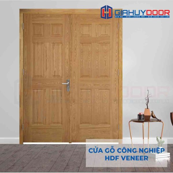 Cửa gỗ công nghiệp HDF Veneer 2 cánh 12A - Gia Huy Door - Công Ty Cổ Phần Tập Đoàn SaigonDoor