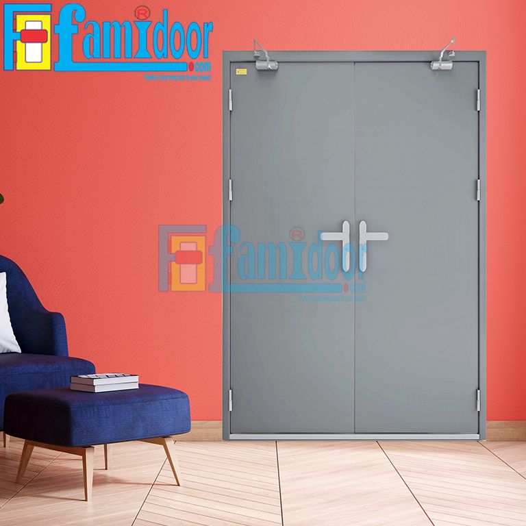 Cửa thép chống cháy 2P dùng 2 tay nắm cửa - FamiDoor - Công Ty Cổ Phần Tập Đoàn SaigonDoor