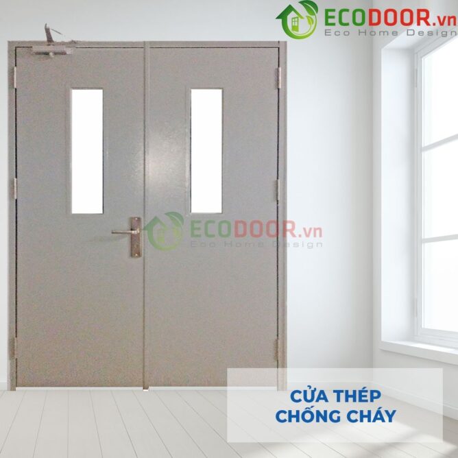 Cửa thép chống cháy 2P1G2 xám ECD - EcoDoor - Công Ty Cổ Phần Tập Đoàn SaigonDoor