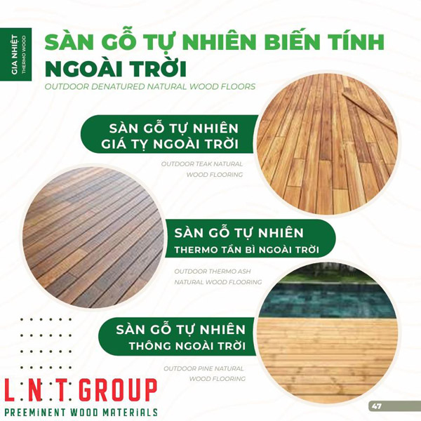 Sàn gỗ tự nhiên biến tính ngoài trời gia nhiệt - Ván ép LNT - Công Ty TNHH Vật Liệu Esmart Việt Nam LNT Group