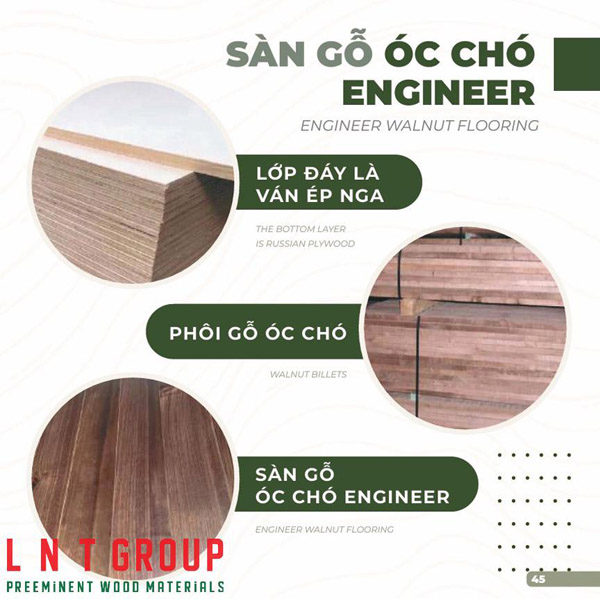 Sàn gỗ óc chó engineer - Ván ép LNT - Công Ty TNHH Vật Liệu Esmart Việt Nam LNT Group