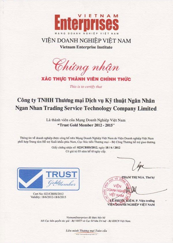 Chứng nhận xác nhận thành viên chính thức - Máy In Date Ngân Nhân Phát - Công Ty TNHH Ngân Nhân Phát