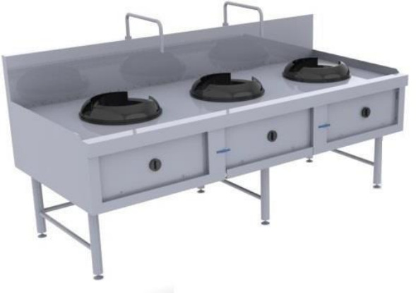 Bếp Á 3 họng kiềng bánh ú - Bếp Công Nghiệp Inox Sài Gòn - Công Ty TNHH Sản Xuất Thương Mại Dịch Vụ Cơ Khí Sài Gòn