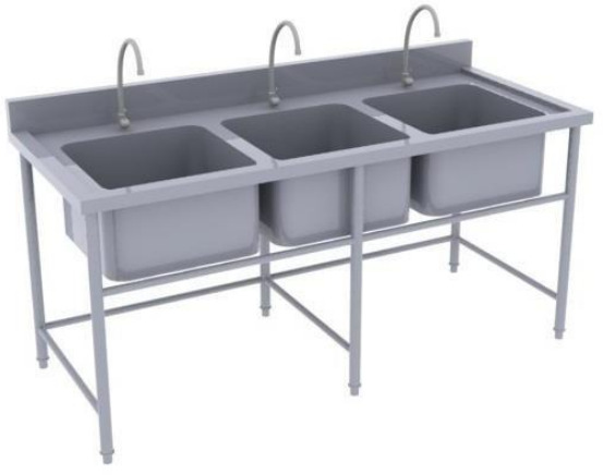 Chậu rửa 3 hộc - Bếp Công Nghiệp Inox Sài Gòn - Công Ty TNHH Sản Xuất Thương Mại Dịch Vụ Cơ Khí Sài Gòn