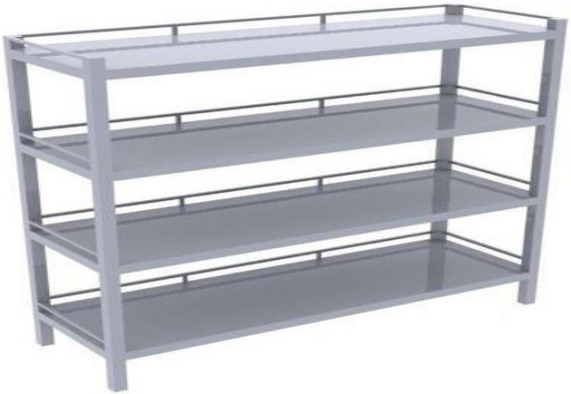 Kệ phẳng 4 tầng - Bếp Công Nghiệp Inox Sài Gòn - Công Ty TNHH Sản Xuất Thương Mại Dịch Vụ Cơ Khí Sài Gòn