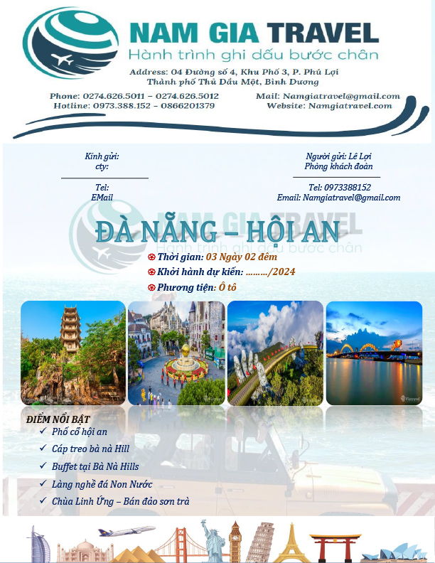 Tour Đà Nẵng - Hội An 3N2Đ - Nam Gia Travel - Công Ty TNHH Dịch Vụ Lữ Hành Nam Gia Travel