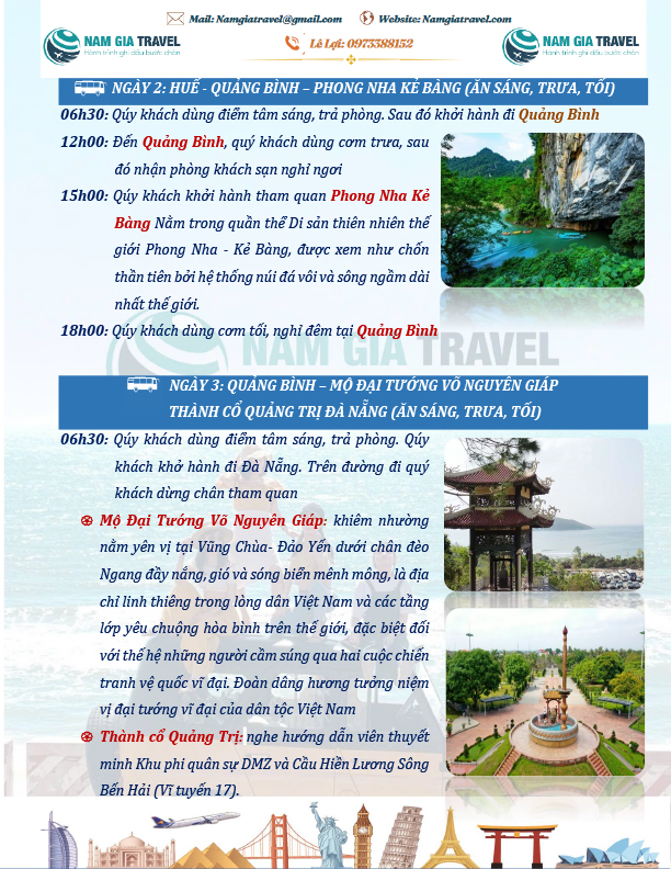 Tour Đà Nẵng - Hội An - Huế - Quảng Bình 5N4Đ - Nam Gia Travel - Công Ty TNHH Dịch Vụ Lữ Hành Nam Gia Travel