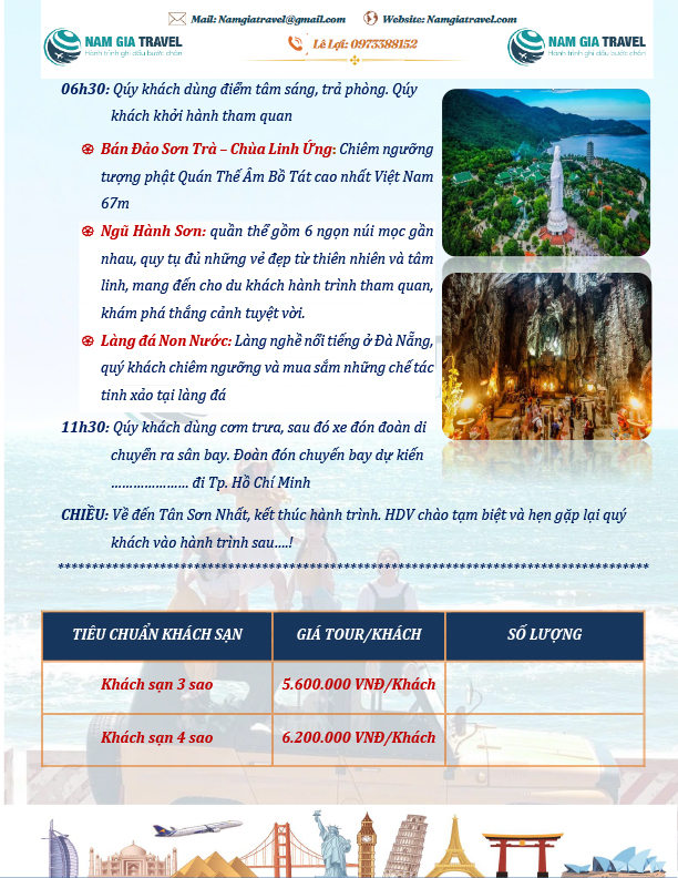 Tour Đà Nẵng - Hội An - Huế - Quảng Bình 5N4Đ - Nam Gia Travel - Công Ty TNHH Dịch Vụ Lữ Hành Nam Gia Travel