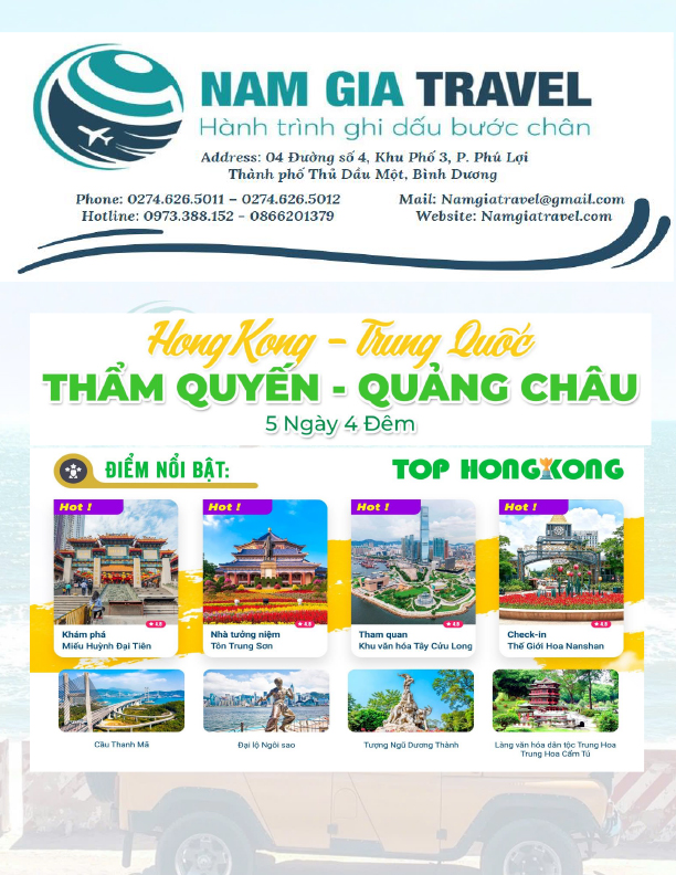 Tour Hongkong - Thâm Quyến - Quảng Châu 5N4Đ - Nam Gia Travel - Công Ty TNHH Dịch Vụ Lữ Hành Nam Gia Travel