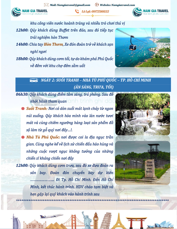 Tour Phú Quốc 3N2Đ MB - Nam Gia Travel - Công Ty TNHH Dịch Vụ Lữ Hành Nam Gia Travel