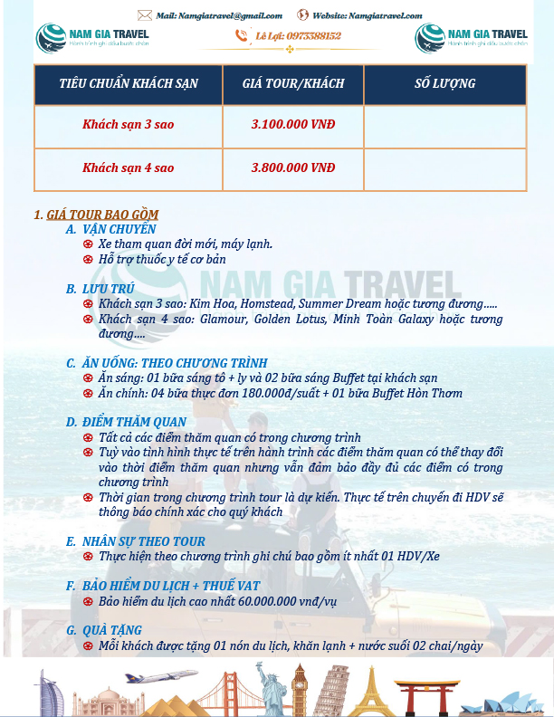 Tour Phú Quốc 3N2Đ MB - Nam Gia Travel - Công Ty TNHH Dịch Vụ Lữ Hành Nam Gia Travel