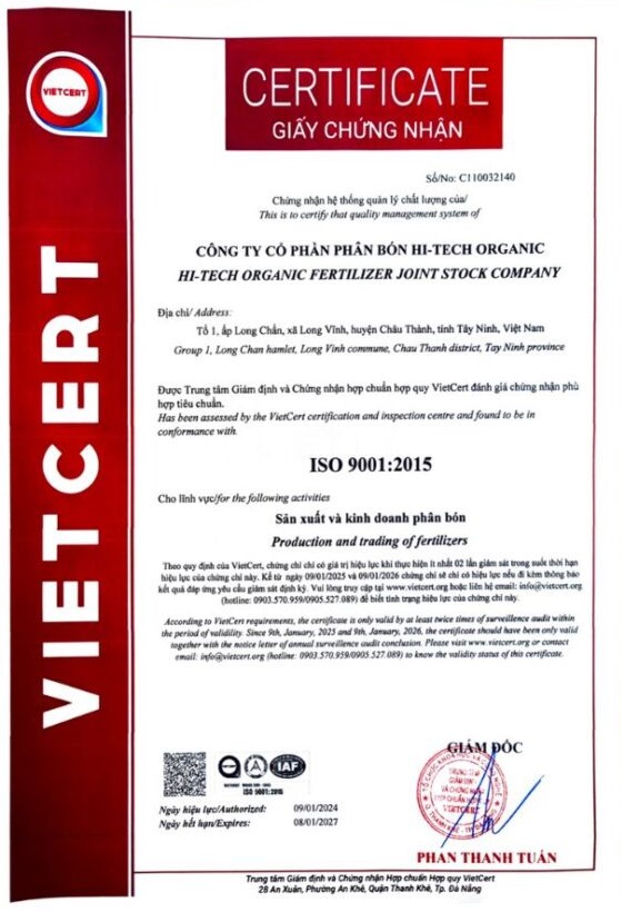 ISO 9001:2015 - Phân Bón Đức Thành - Công Ty Trách Nhiệm Hữu Hạn Thương Mại, Dịch vụ, Sản Xuất, Xuất Nhập Khẩu Đức Thành