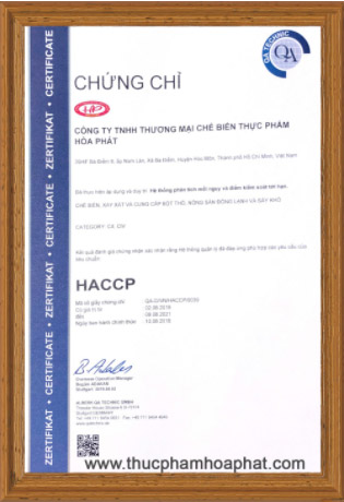 HACCP - Gia Công Sấy Hòa Phát - Công Ty TNHH Thương Mại Chế Biến Thực Phẩm Hòa Phát