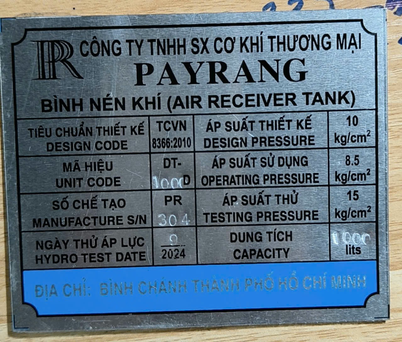 Bình khí nén - Bình Nén Khí Payrang - Công Ty TNHH Sản Xuất Cơ Khí Thương Mại Payrang