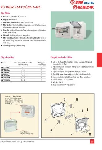 Tủ điện âm tường V4FC - Thiết Bị Điện Dân Dụng Hà Nội - Công Ty TNHH Thiết Bị Điện Nước Hà Nội