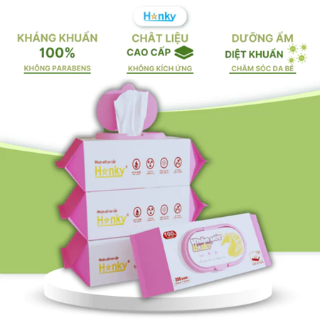 Khăn ướt Hanky gói 350gram không cồn, không Parabens - Khăn Giấy Hanky - Công Ty TNHH Thương Mại Sản Xuất Anh Phương