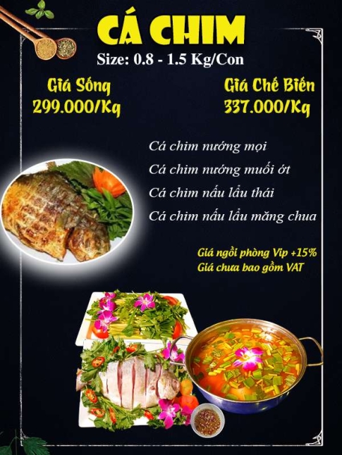 Menu cá chim - Hải Sản Giang Ghẹ - Công Ty TNHH Thương Mại Dịch Vụ Hải Sản 68