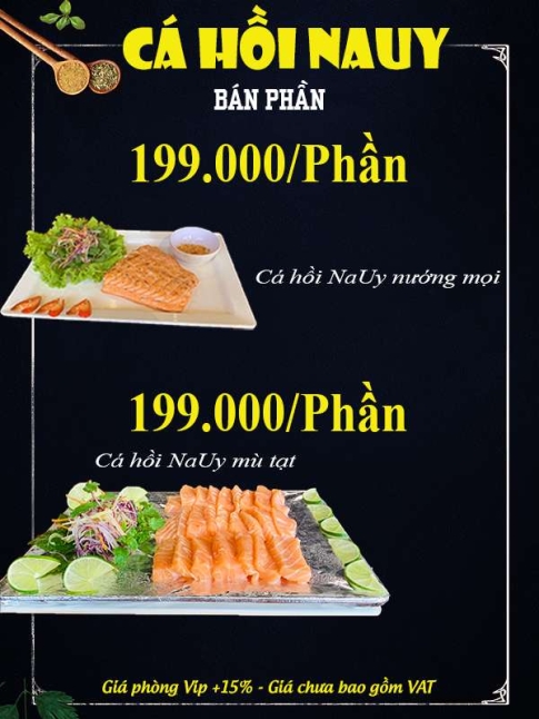 Menu cá hồi Nauy - Hải Sản Giang Ghẹ - Công Ty TNHH Thương Mại Dịch Vụ Hải Sản 68