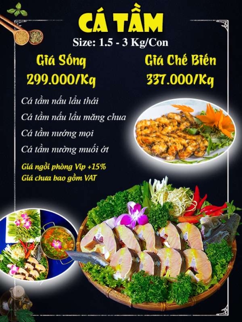 Menu cá tầm - Hải Sản Giang Ghẹ - Công Ty TNHH Thương Mại Dịch Vụ Hải Sản 68