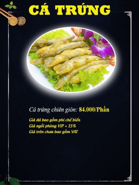 Menu cá trứng - Hải Sản Giang Ghẹ - Công Ty TNHH Thương Mại Dịch Vụ Hải Sản 68