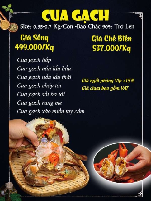 Menu cua gạch - Hải Sản Giang Ghẹ - Công Ty TNHH Thương Mại Dịch Vụ Hải Sản 68