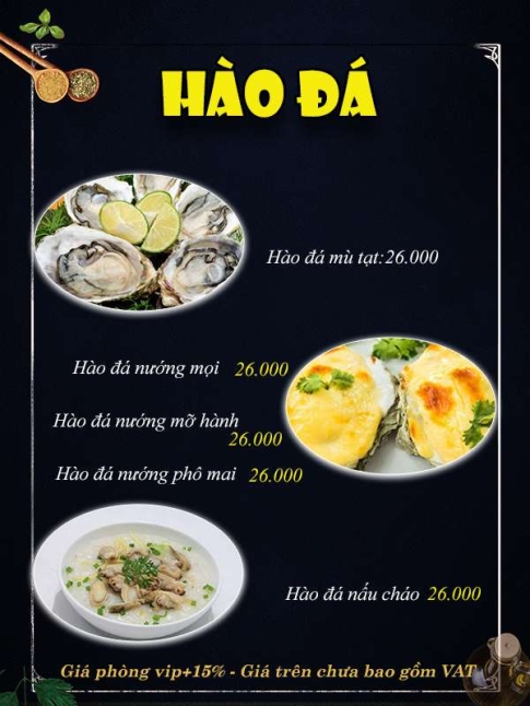 Menu hàu đá - Hải Sản Giang Ghẹ - Công Ty TNHH Thương Mại Dịch Vụ Hải Sản 68