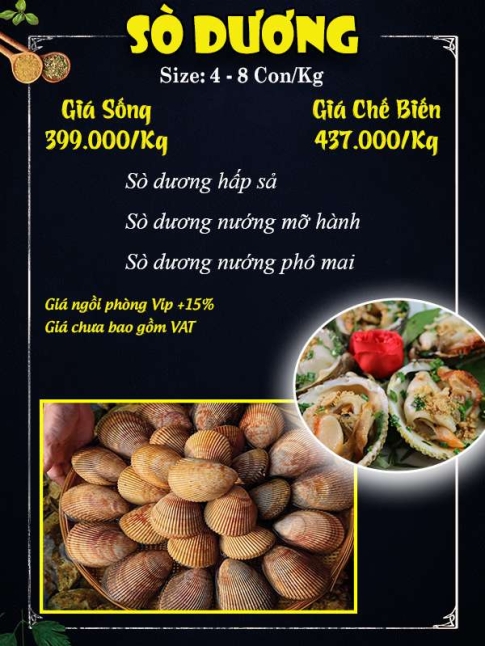 Menu sò dương - Hải Sản Giang Ghẹ - Công Ty TNHH Thương Mại Dịch Vụ Hải Sản 68