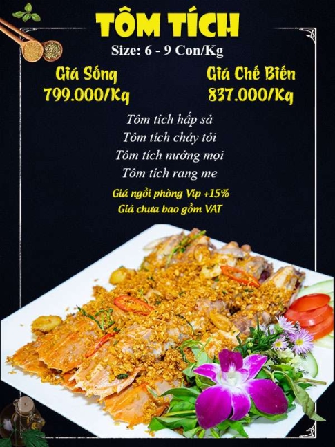 Menu tôm tích - Hải Sản Giang Ghẹ - Công Ty TNHH Thương Mại Dịch Vụ Hải Sản 68