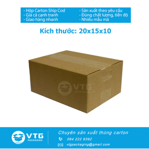 Hộp carton 20x15x10 - Bao Bì Carton VTG - Công Ty TNHH Đầu Tư Và Xây Dựng VTG