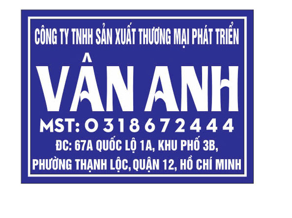 Biển công ty - Bao Bì Carton Vân Anh - Công Ty TNHH Sản Xuất Thương Mại Phát Triển Vân Anh