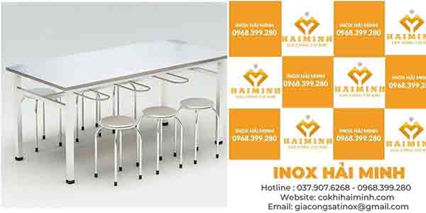 Bàn ăn công nghiệp inox - Bàn Ghế Inox Hải Minh - Công Ty TNHH SX TM Xây Dựng Cơ Khí Hải Minh